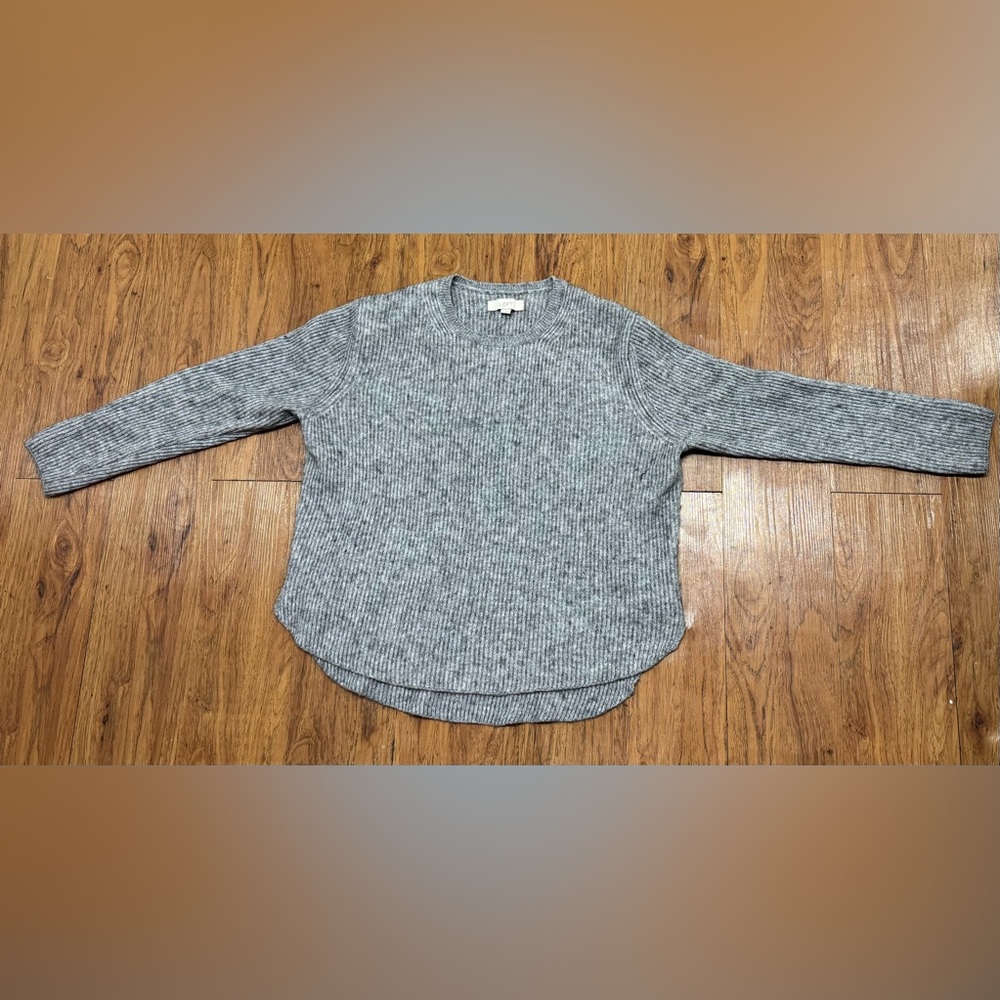 Loft,Women’s Wool,Sweater,Grey/White Accents,And Side, Slit Accents, Size Large